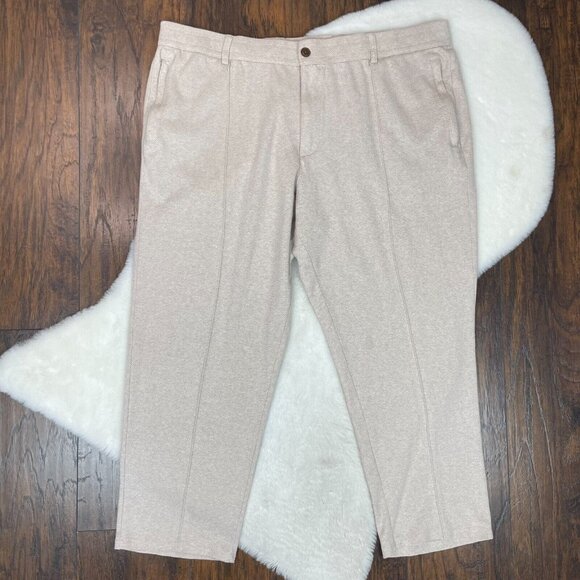 Lands' End Pants - Lands' End Pants XXL Tapered Ankle Cream Beige Herringbone Stretch Knit Women's
